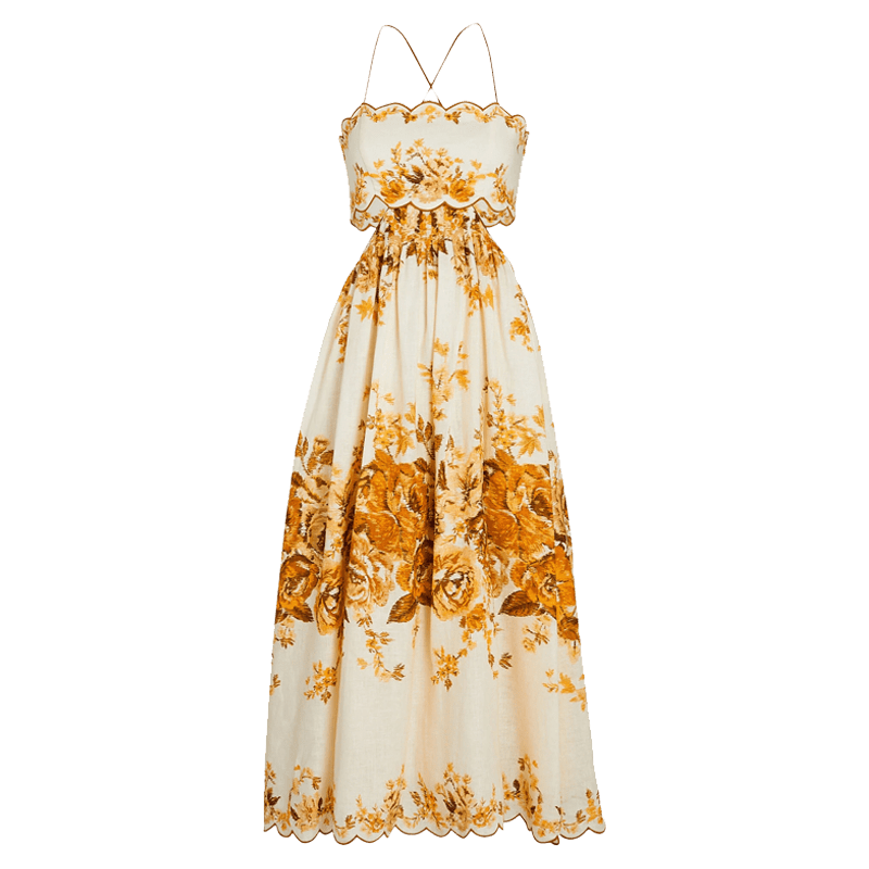 Aliane Halter Floral Midi Dress