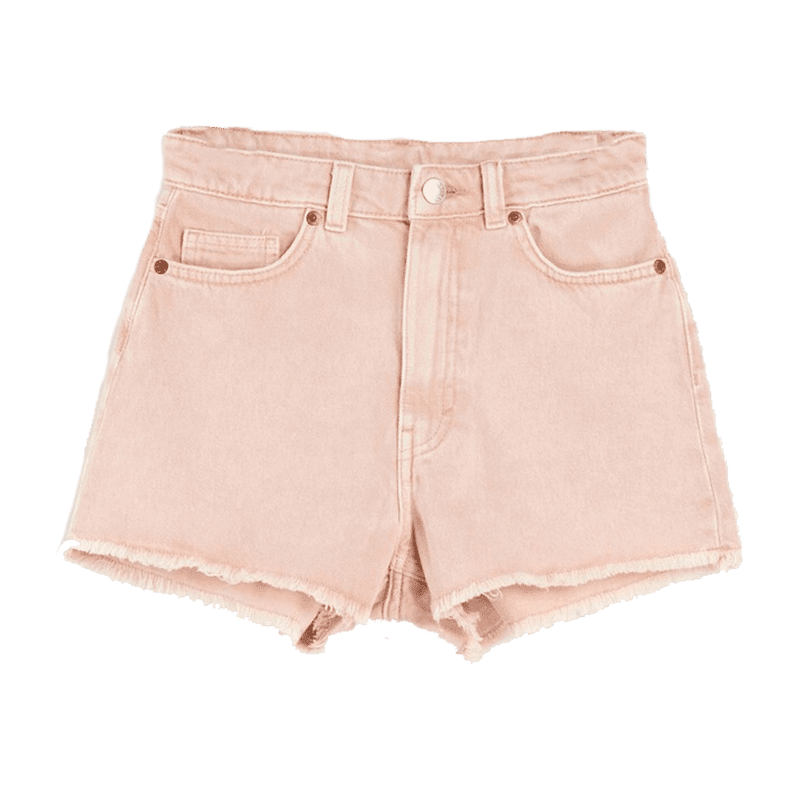 Monki Kelly organic cotton cut off denim shorts in pink